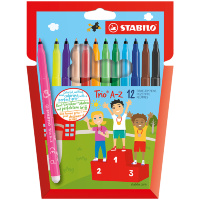 Фломастеры Stabilo трехгранные Trio A-Z, 12 шт